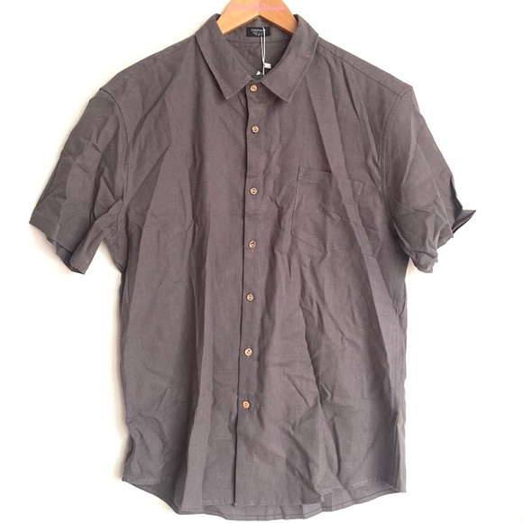 (A11) Coofandy Gray Short Sleeve Button-Up Shirt & Pants Set, Gray, Size M, NWT - Picture 3 of 11